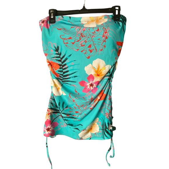 Women's Hapari Swim Bathing Suit TOP (only) 16 turq w Pink . Side rouching EUC - Picture 8 of 15